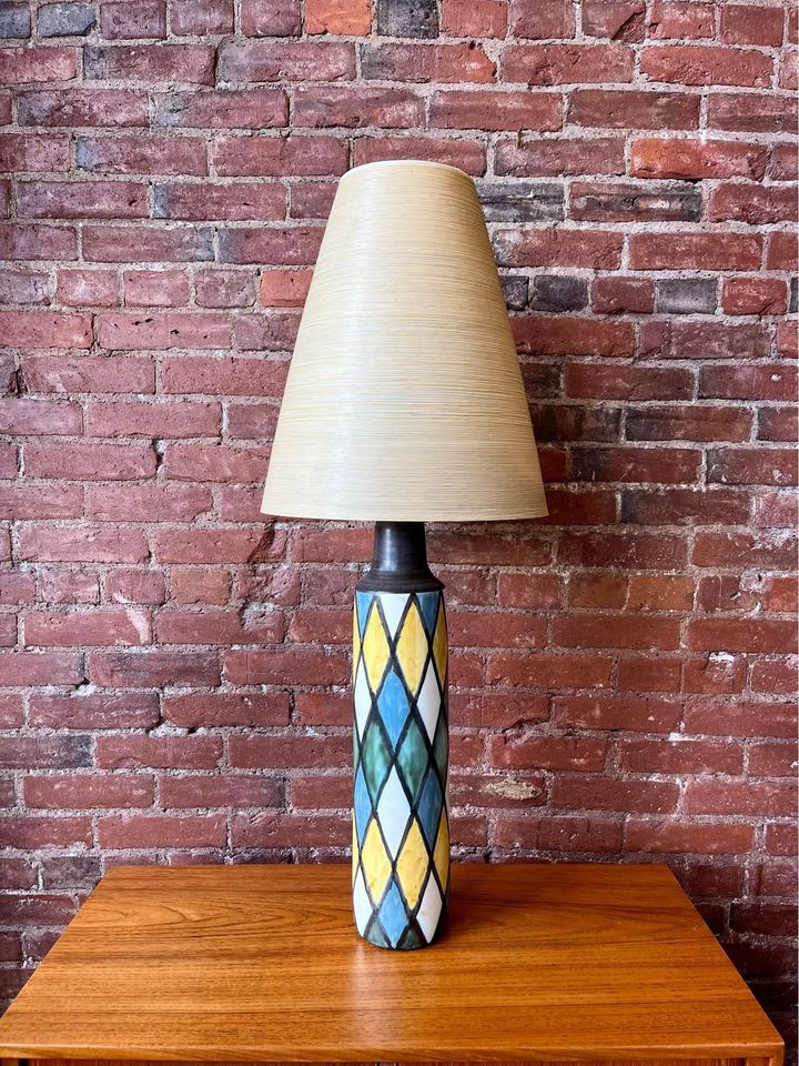 1960's Ceramic Hand Painted Table Lamp by Lotte & Gunnar Bostlund