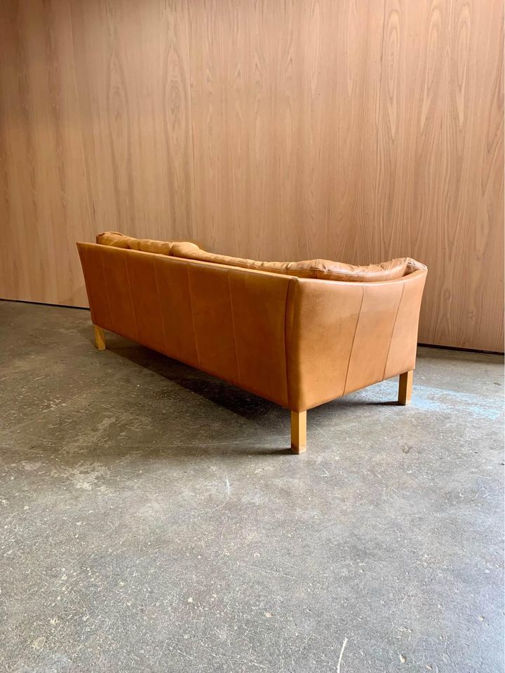 1960s Danish Leather Sofa by Mogens Hansen