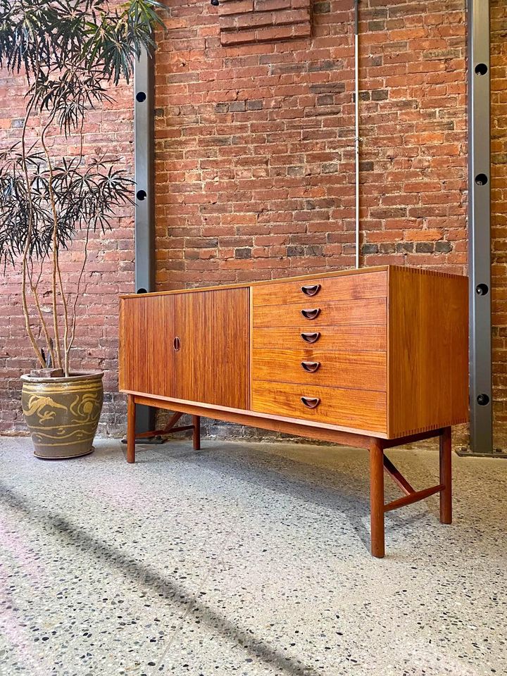 1960s Danish Solid Teak Credenza by Peter Hvidt