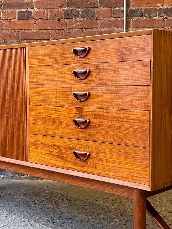 1960s Danish Solid Teak Credenza by Peter Hvidt