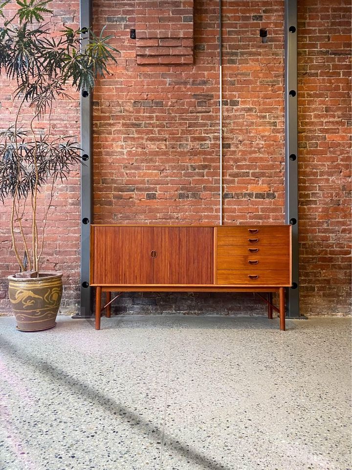 1960s Danish Solid Teak Credenza by Peter Hvidt