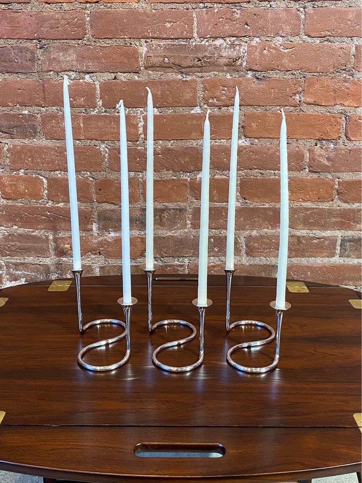 1960s Danish Sterling Silver Candlestick Holders by Anton Michelsen