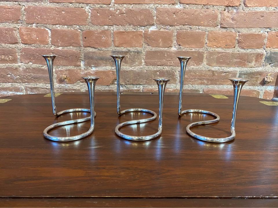 1960s Danish Sterling Silver Candlestick Holders by Anton Michelsen