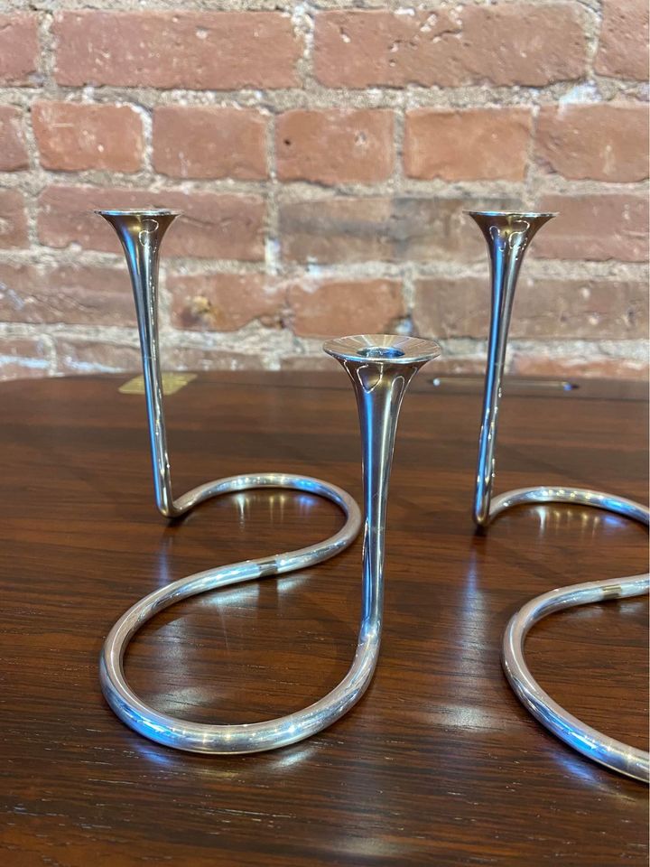 1960s Danish Sterling Silver Candlestick Holders by Anton Michelsen