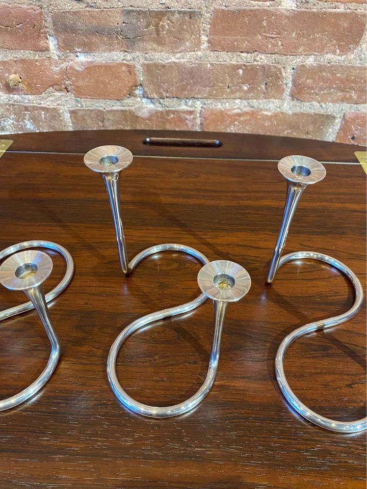 1960s Danish Sterling Silver Candlestick Holders by Anton Michelsen