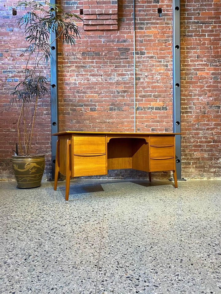 1960s Danish Teak Desk by Sigurd Hansen