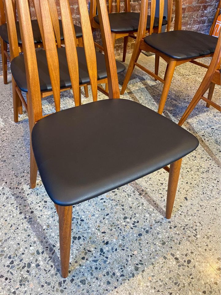 1960s Danish Teak Dining Chairs with New Leather