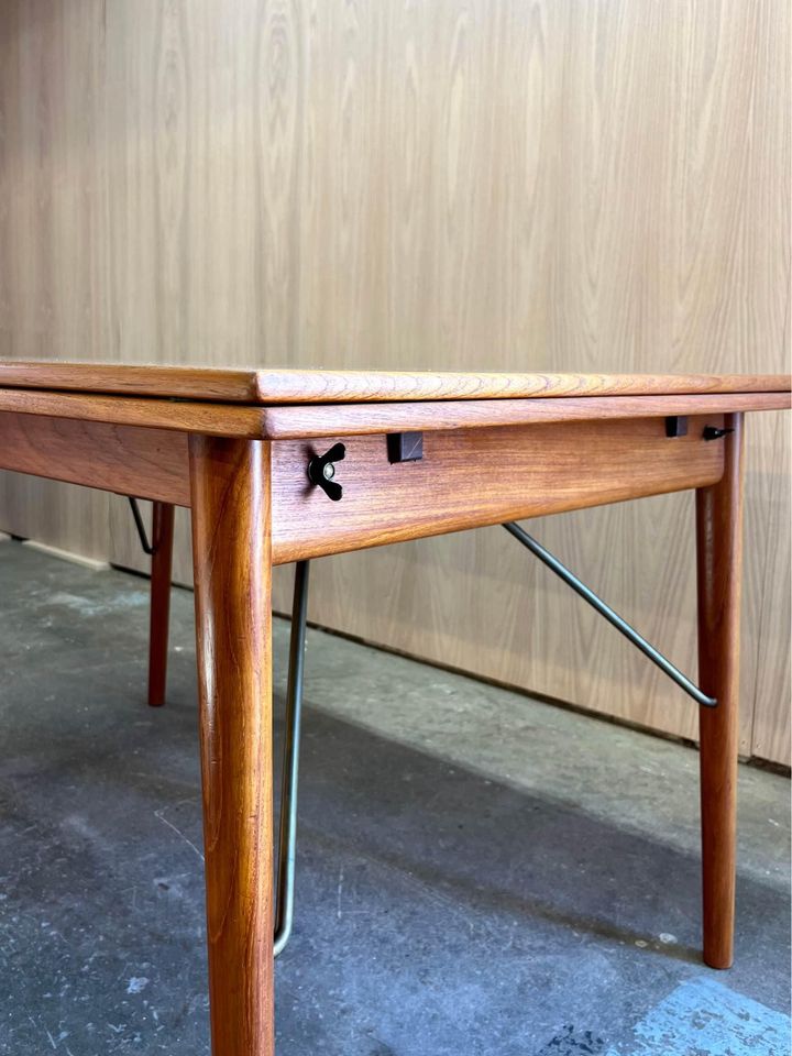 1960’s Danish Teak Draw Leaf Dining Table by Peter Hvidt