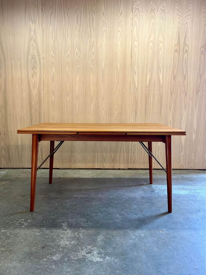 1960’s Danish Teak Draw Leaf Dining Table by Peter Hvidt