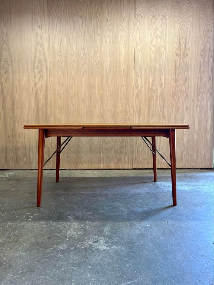 1960’s Danish Teak Draw Leaf Dining Table by Peter Hvidt