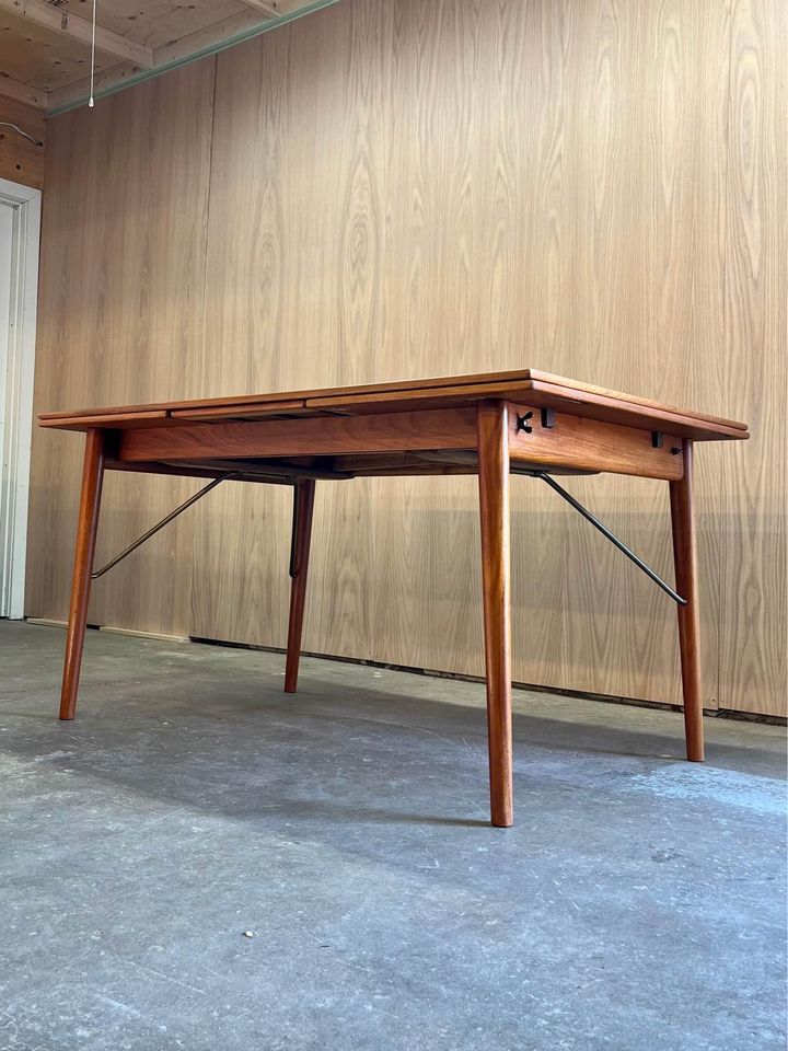 1960’s Danish Teak Draw Leaf Dining Table by Peter Hvidt