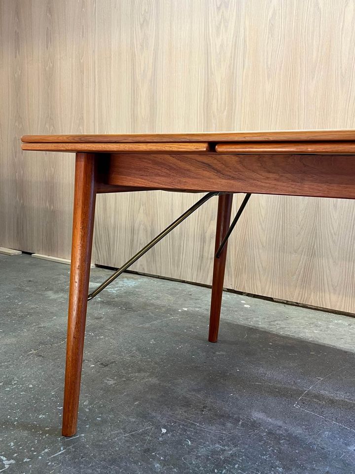 1960’s Danish Teak Draw Leaf Dining Table by Peter Hvidt