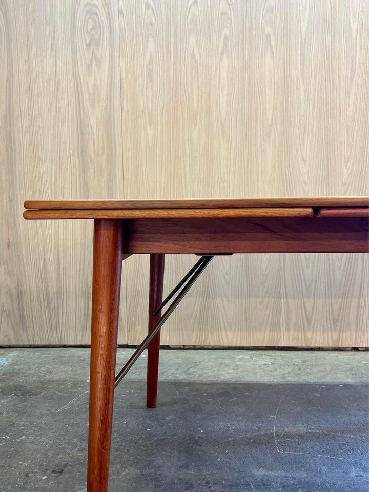 1960’s Danish Teak Draw Leaf Dining Table by Peter Hvidt