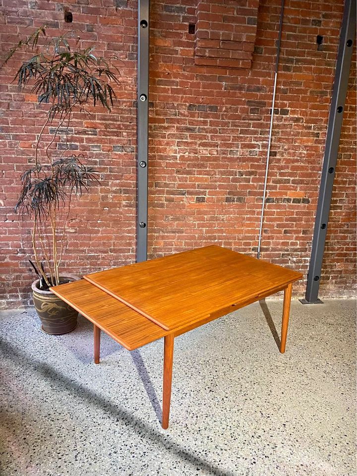 1960s Danish Teak Draw Leaf Dining Table