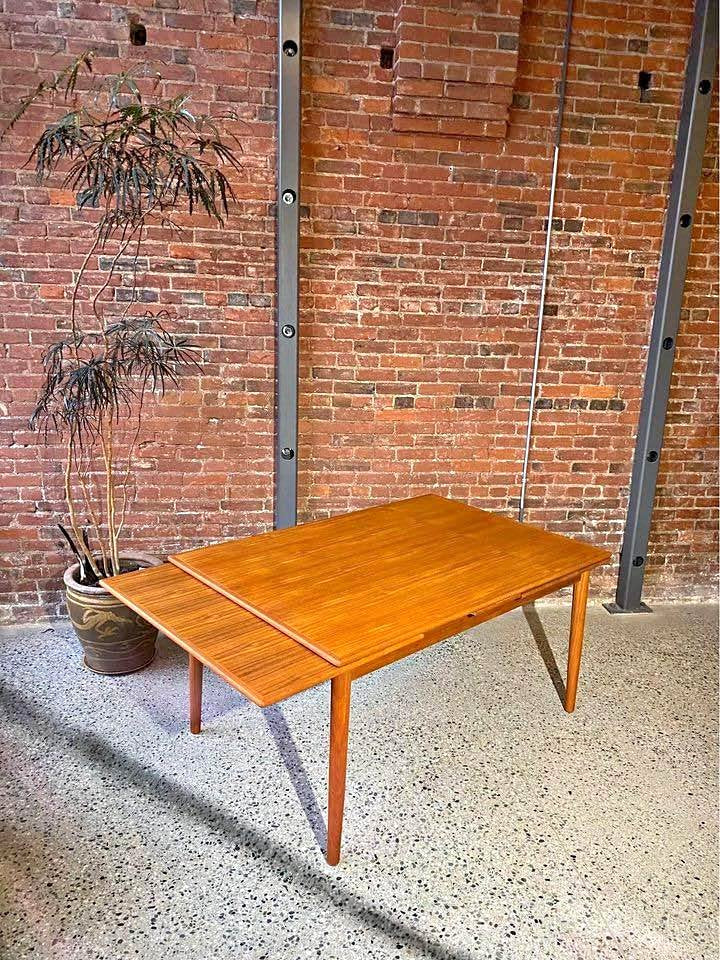 1960s Danish Teak Draw Leaf Dining Table