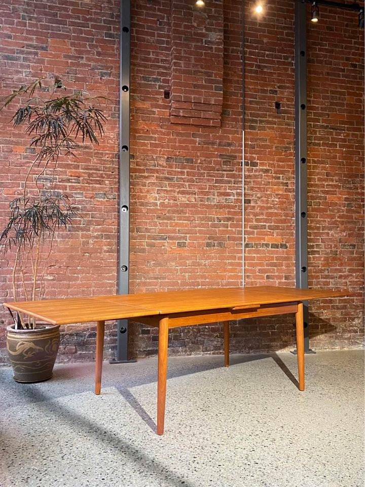 1960s Danish Teak Draw Leaf Dining Table