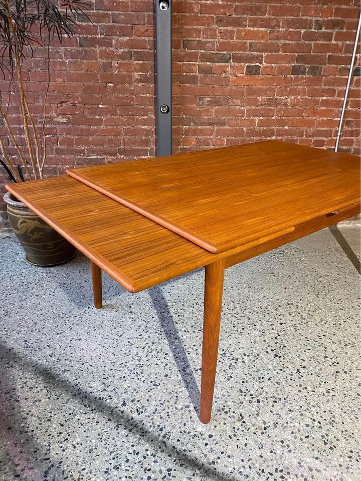 1960s Danish Teak Draw Leaf Dining Table