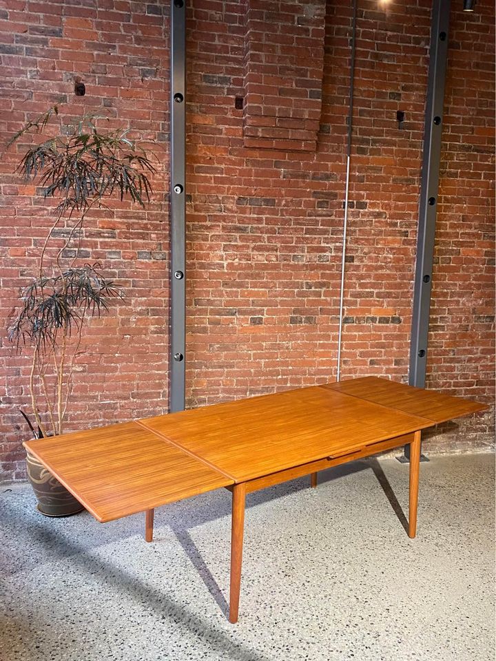 1960s Danish Teak Draw Leaf Dining Table