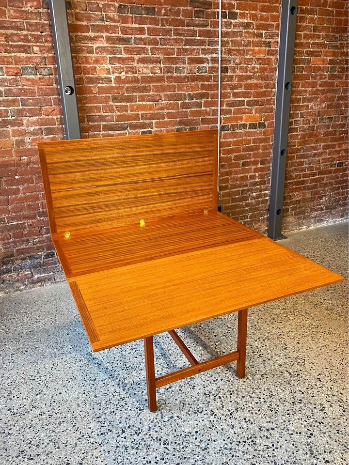 1960s Danish Teak Flip-Top Expanding Dining Table Desk