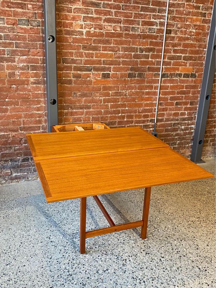 1960s Danish Teak Flip-Top Expanding Dining Table Desk