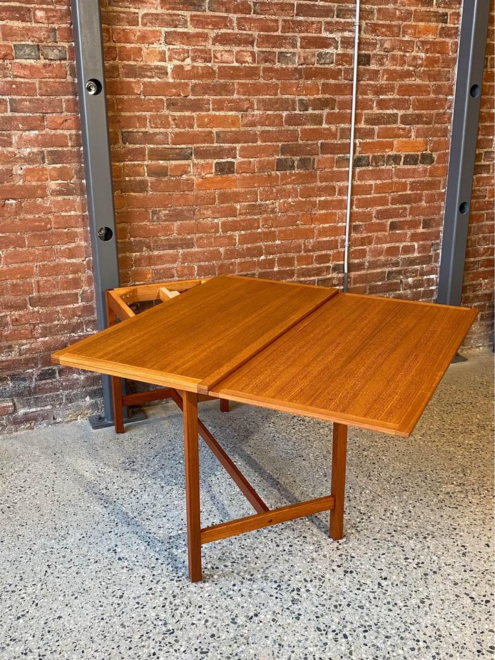 1960s Danish Teak Flip-Top Expanding Dining Table Desk