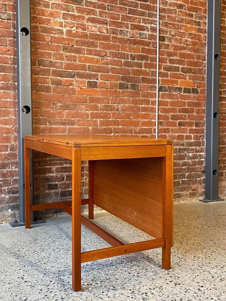 1960s Danish Teak Flip-Top Expanding Dining Table Desk