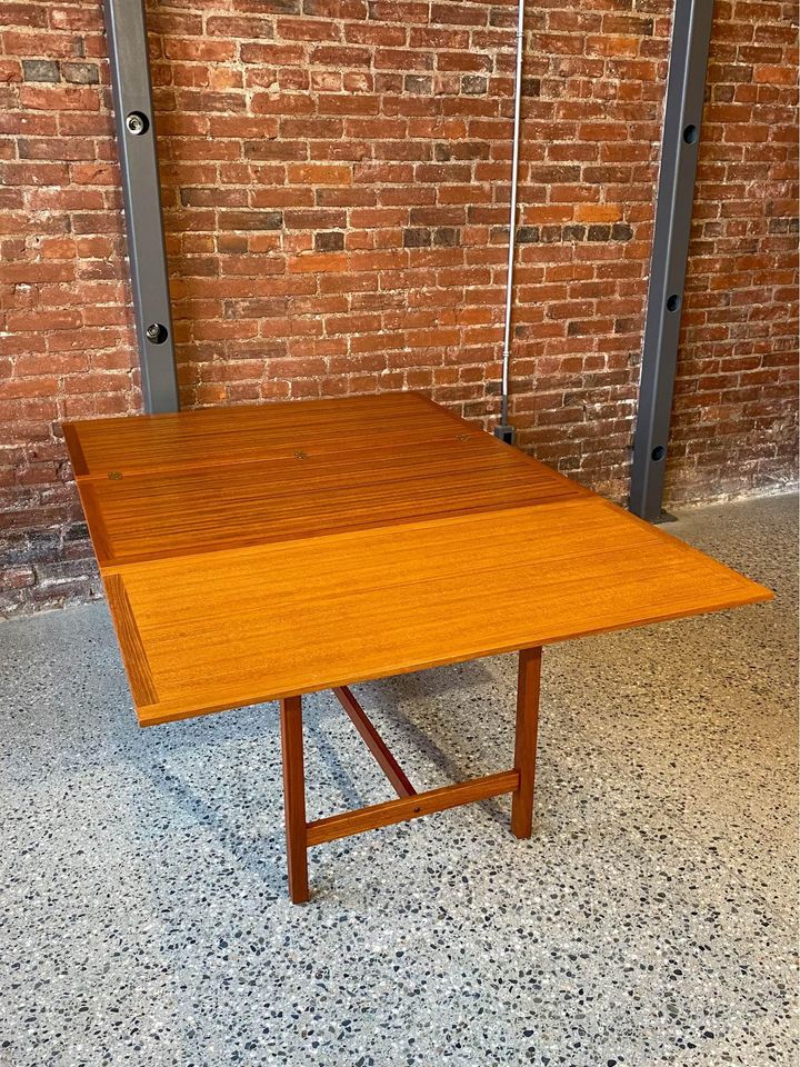 1960s Danish Teak Flip-Top Expanding Dining Table Desk