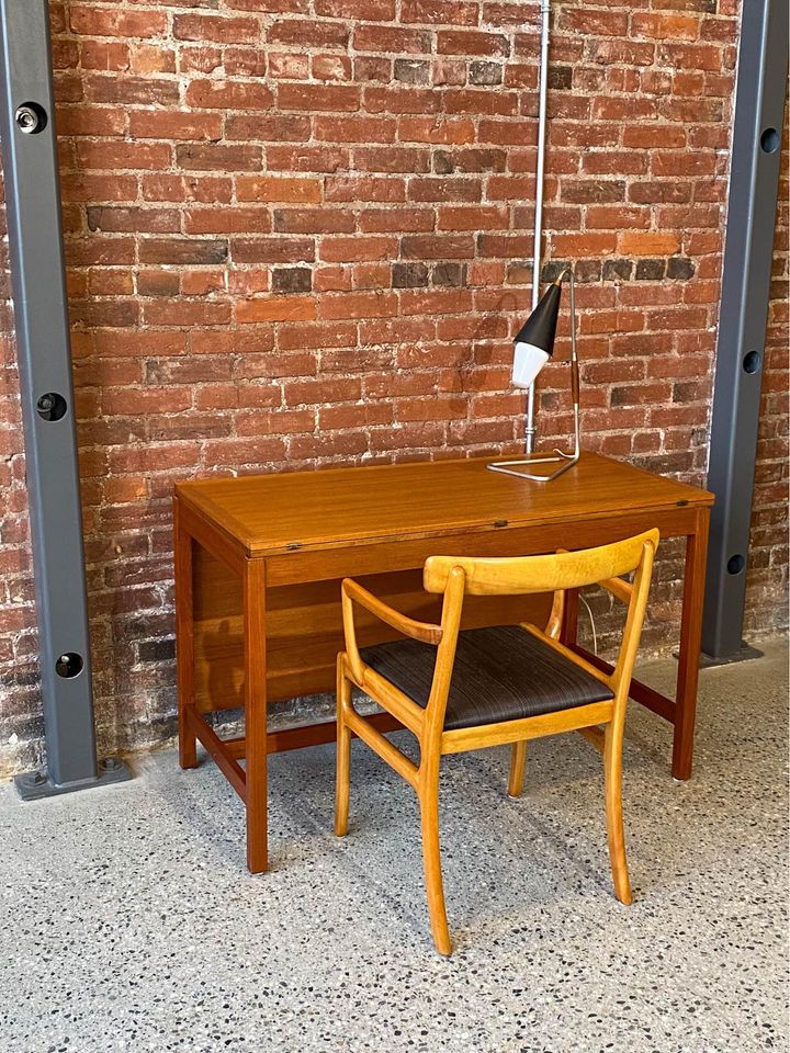 1960s Danish Teak Flip-Top Expanding Dining Table Desk