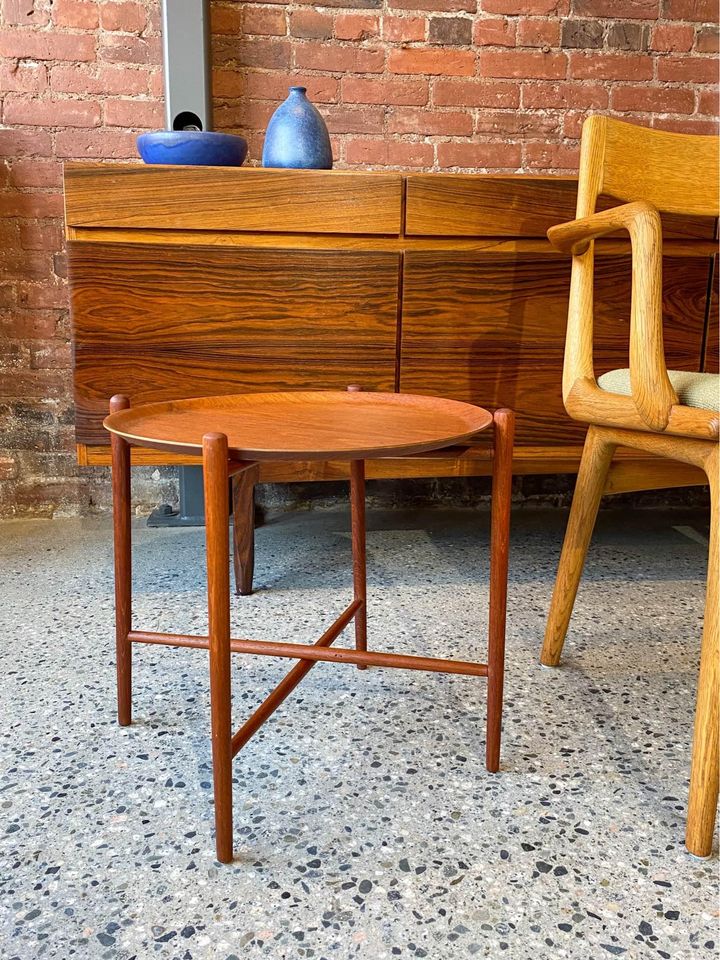 1960s Danish Teak Folding Tray Side End Table