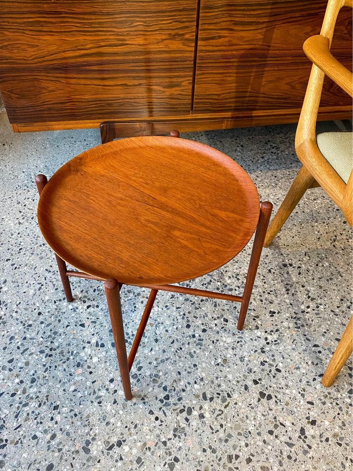 1960s Danish Teak Folding Tray Side End Table