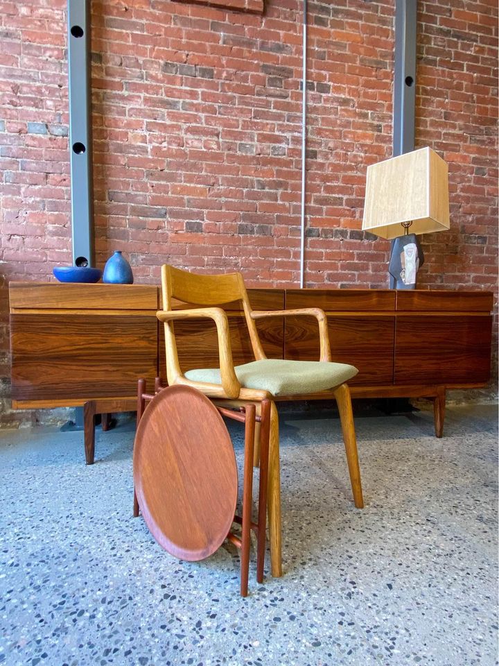 1960s Danish Teak Folding Tray Side End Table