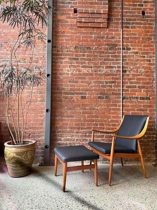 1960s Danish Teak Lounge Chair and Ottoman by Peter Hvidt