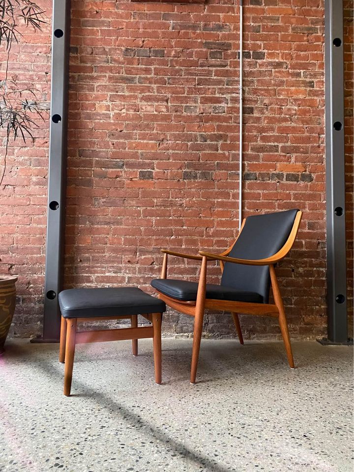 1960s Danish Teak Lounge Chair and Ottoman by Peter Hvidt