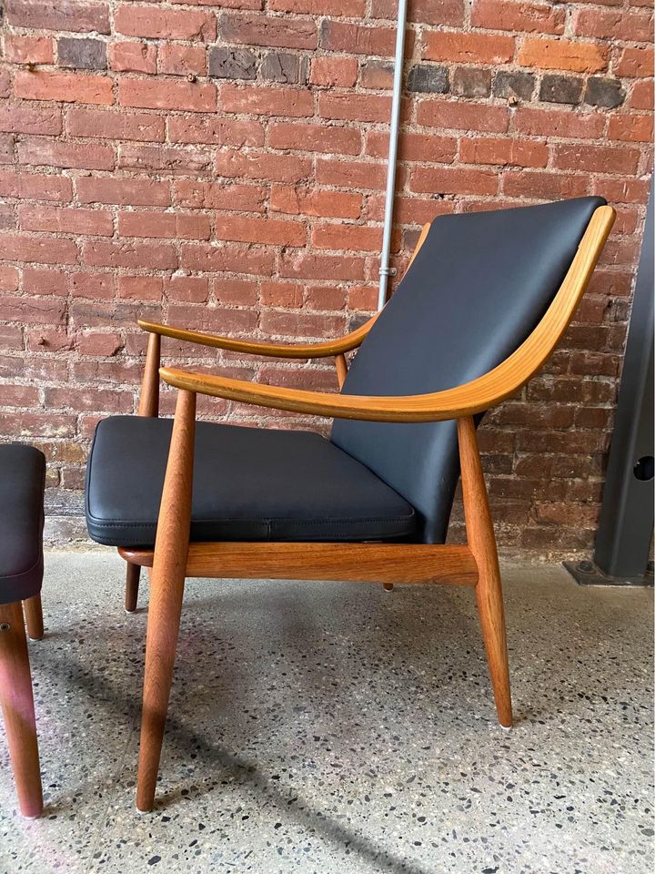 1960s Danish Teak Lounge Chair and Ottoman by Peter Hvidt