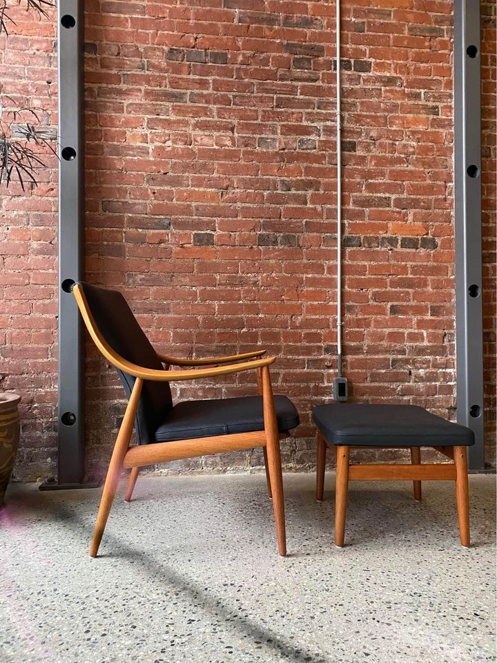 1960s Danish Teak Lounge Chair and Ottoman by Peter Hvidt