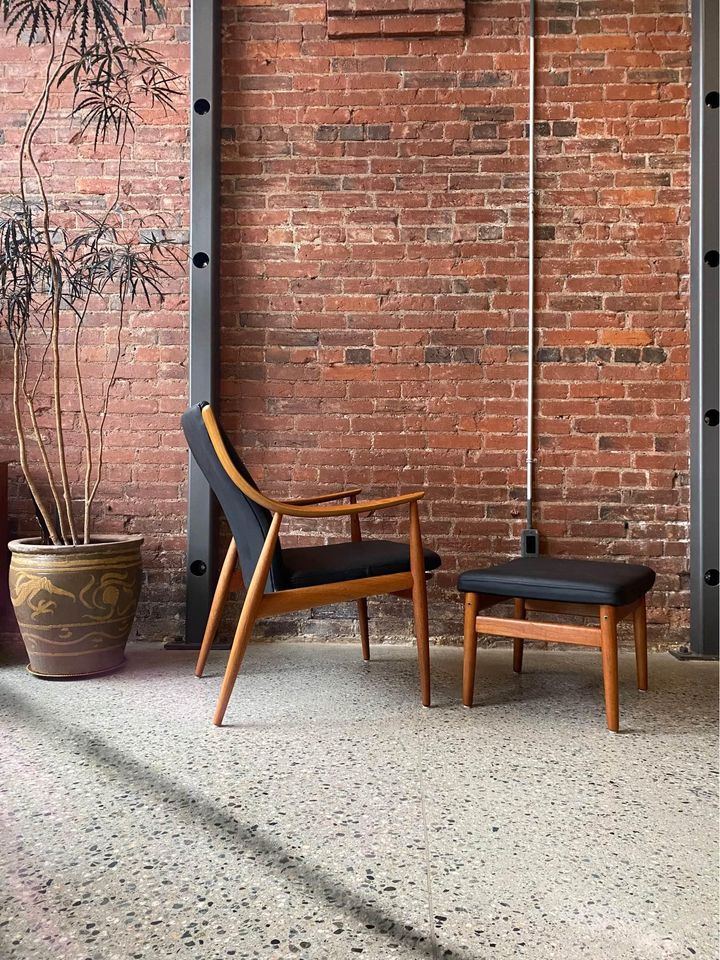 1960s Danish Teak Lounge Chair and Ottoman by Peter Hvidt