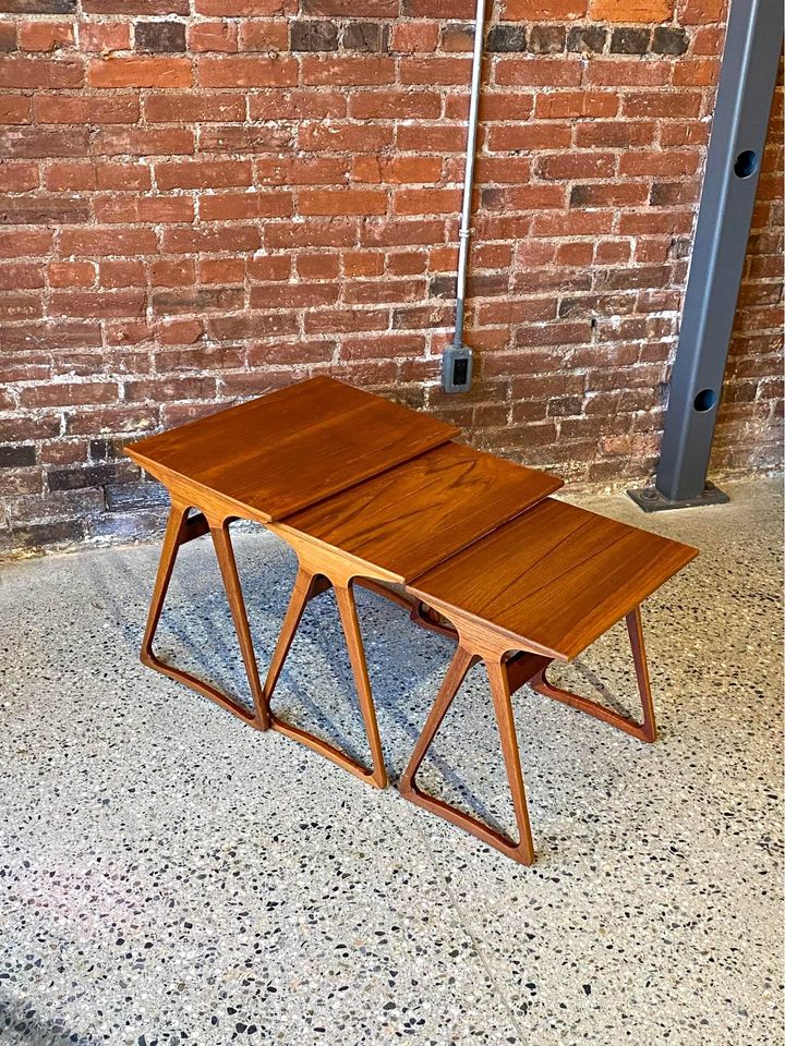 1960s Danish Teak Nesting Side End Tables