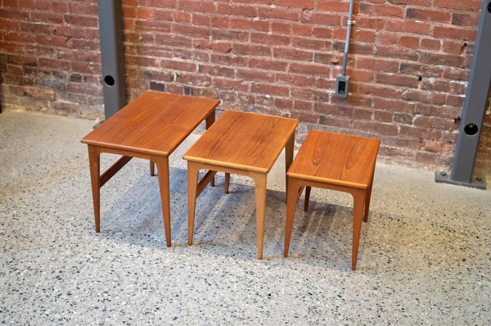 1960s Danish Teak Nesting Side End Tables