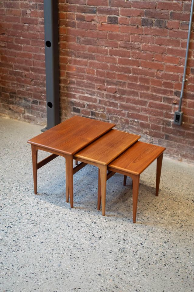 1960s Danish Teak Nesting Side End Tables