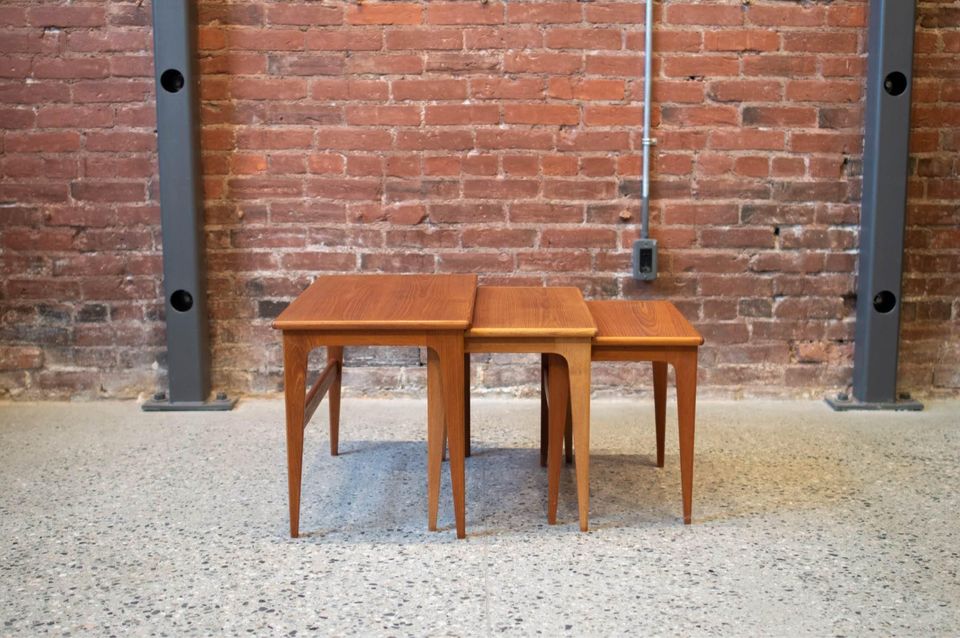 1960s Danish Teak Nesting Side End Tables