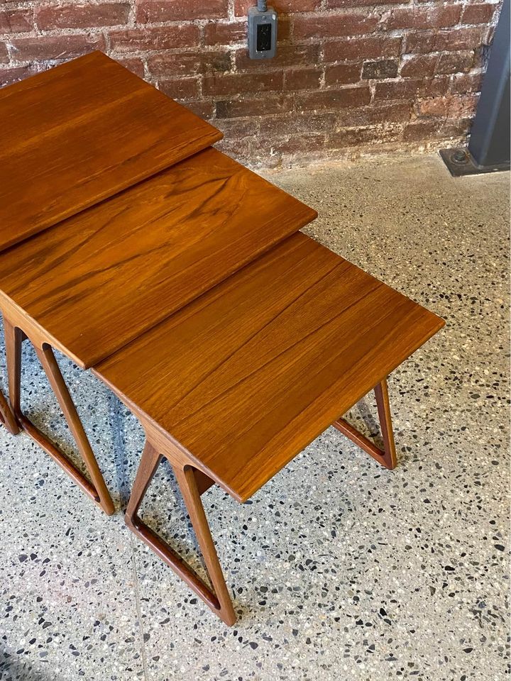 1960s Danish Teak Nesting Side End Tables