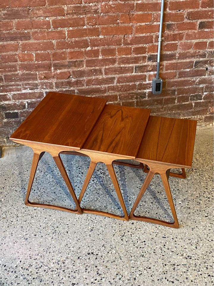 1960s Danish Teak Nesting Side End Tables