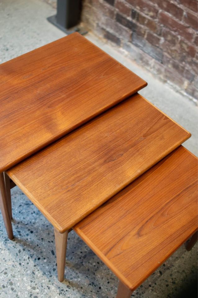 1960s Danish Teak Nesting Side End Tables