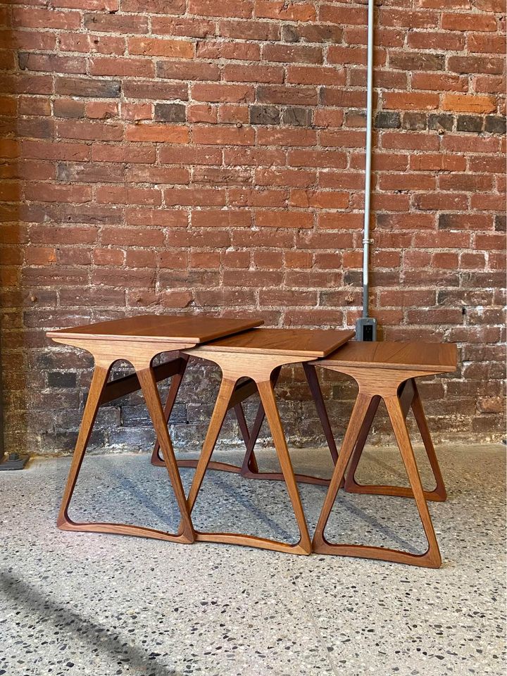 1960s Danish Teak Nesting Side End Tables