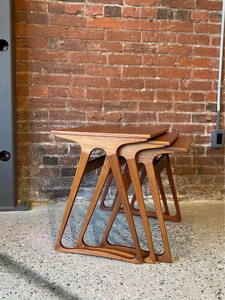 1960s Danish Teak Nesting Side End Tables