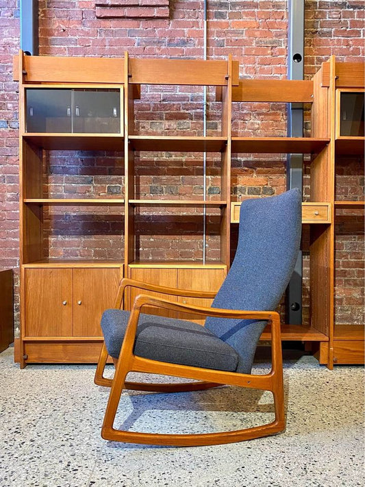 1960s Danish Teak Rocking Lounge Chair by Ole Wanscher