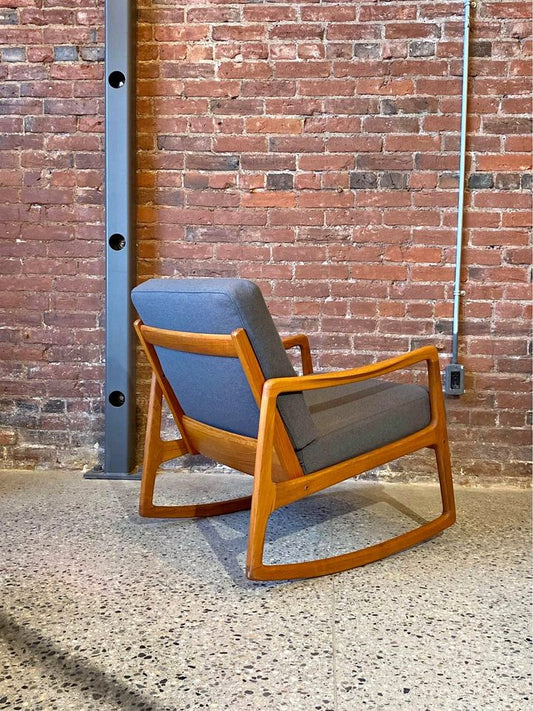 1960s Danish Teak Rocking Lounge Chair by Ole Wanscher