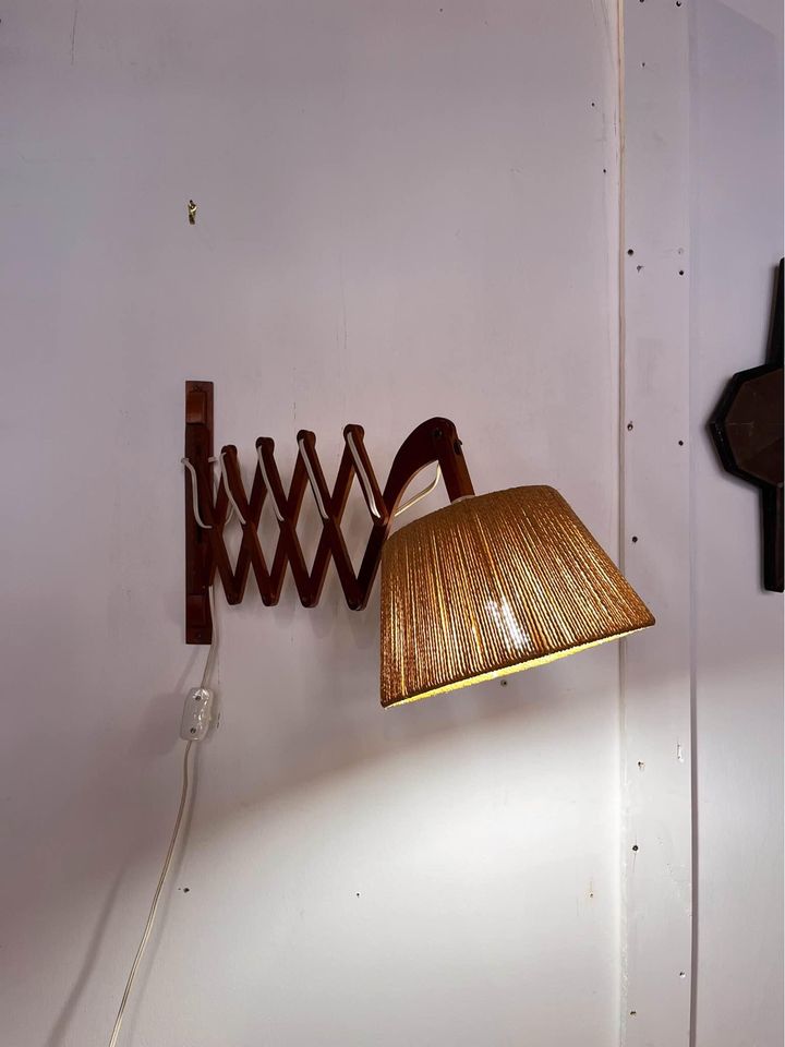 1960's Danish Teak Scissor Wall Lamp by Ib Fabiensen for Fog and Morup