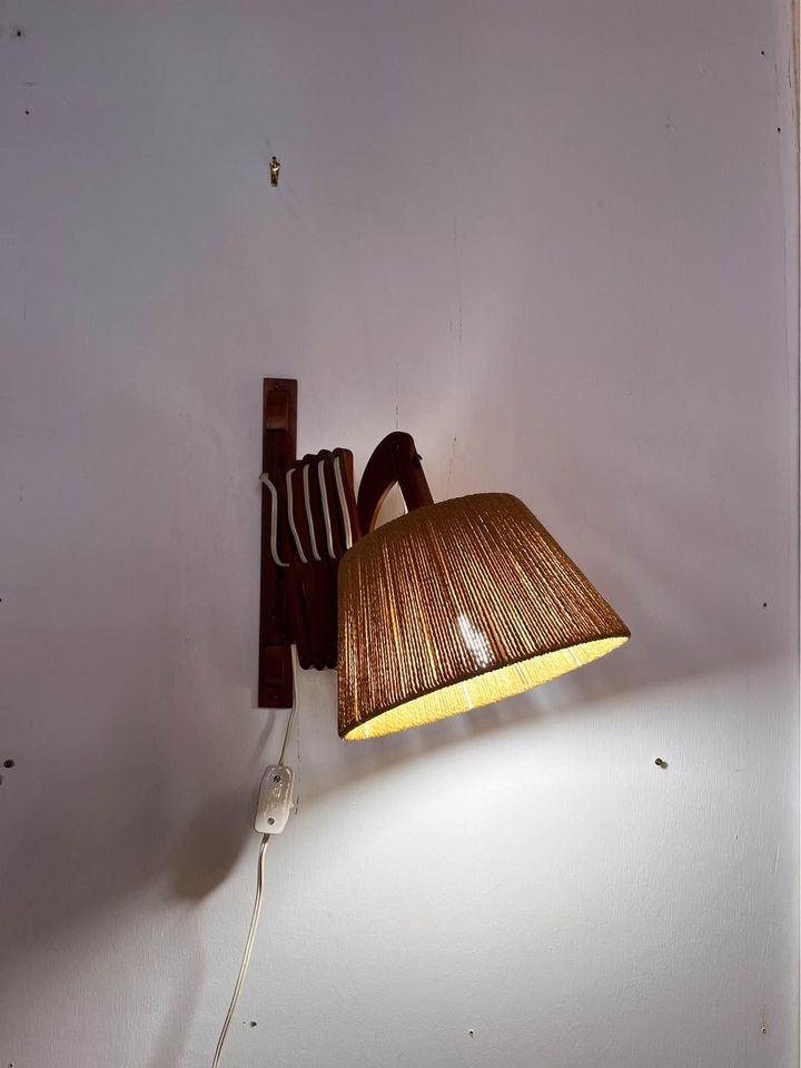 1960's Danish Teak Scissor Wall Lamp by Ib Fabiensen for Fog and Morup