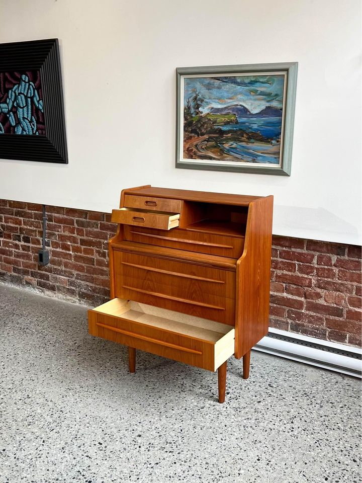 1960's Danish Teak Secretary Desk Vanity